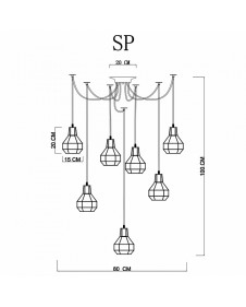 Светильник подвесной Arte Lamp Spider A1109SP-7BK